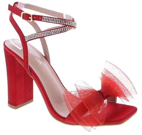 TOP Moda Agatha-22 Heeled Sandals — Red Satin
