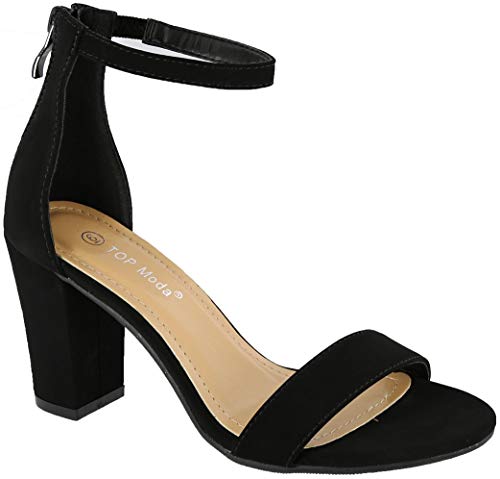 TOP Moda Ankle Strap Heeled Sandals — Black