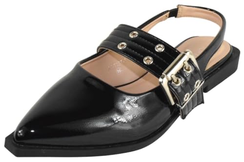 TOP Moda Artist-1 Slingback Flats — Black Patent