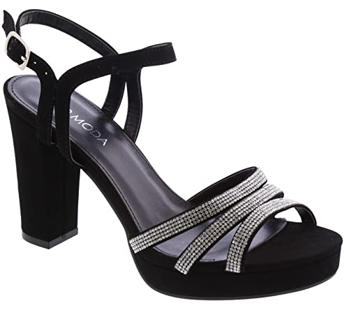 TOP Moda Asia-20 Platform Sandals — Black Nubuck