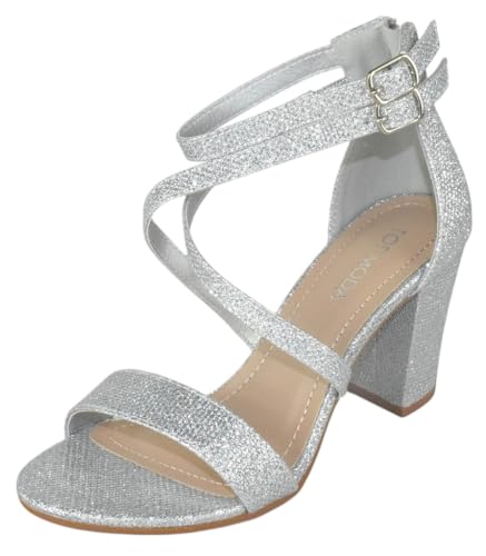 TOP Moda Beth-8 Heeled Sandals — Silver Glitter
