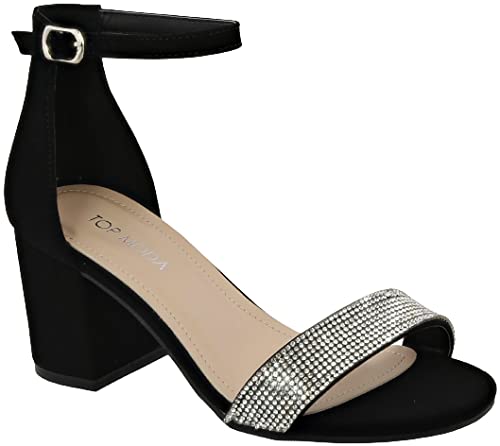 TOP Moda Diamond-1 Heeled Sandals — Black Nubuck