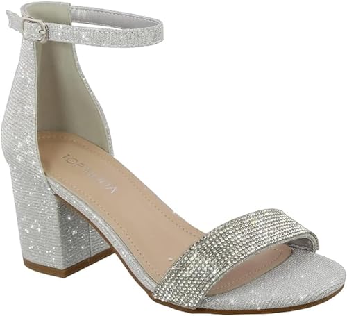 TOP Moda Diamond-1 Heeled Sandals — Silver Glitter