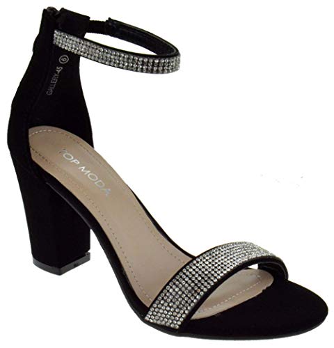 TOP Moda Gallery-45 Heeled Sandals — Black Nubuck