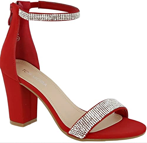 TOP Moda Gallery-45 Heeled Sandals — Red Nubuck