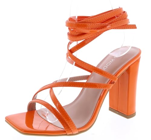 TOP Moda Heeled Sandals — Orange Patent