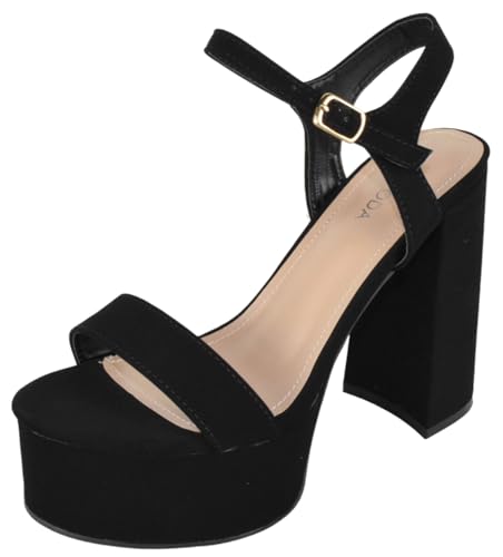 TOP Moda Jasmine-1 Platform Sandals — Black Nubuck