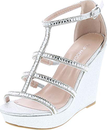 TOP Moda Jessie-36 Wedge Sandals — Silver