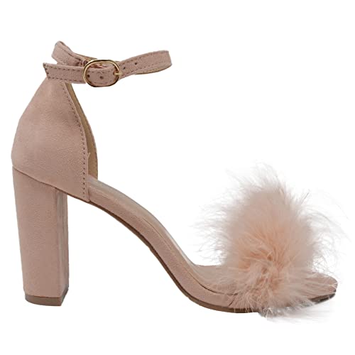 TOP Moda K-30 Heeled Sandals — Blush Fur