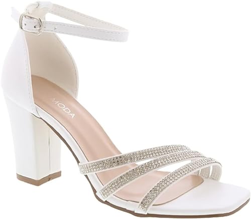 TOP Moda Lisbon-1 Heeled Sandals — White PU
