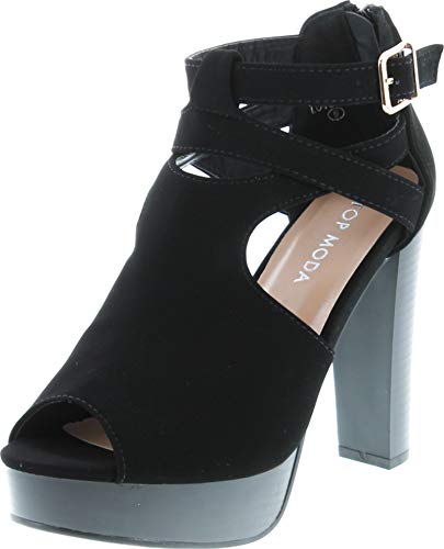 TOP Moda Lovely-90 Platform Sandals — Black Imsu