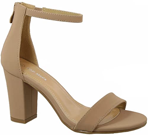 TOP Moda Over-the-Toe Heeled Sandals — Tan