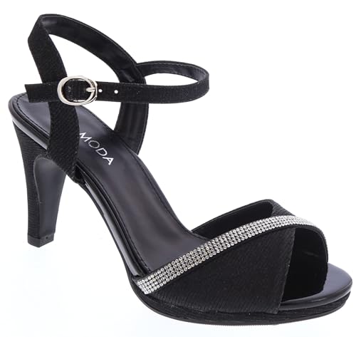 TOP Moda Pamela-28 Heeled Sandals — Black Glitter
