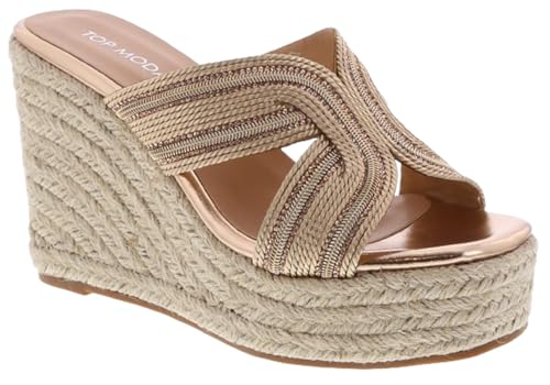 TOP Moda Plata-62 Platform Sandals — Rose Gold Metallic