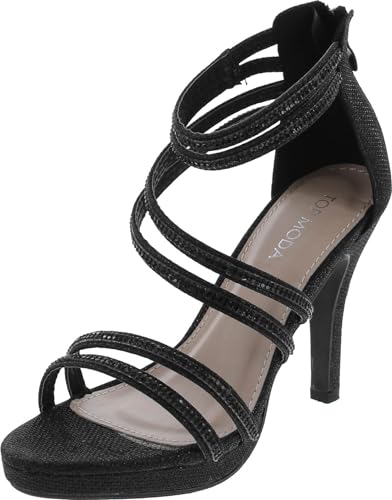 TOP Moda Rhinestone Heeled Sandals — Black