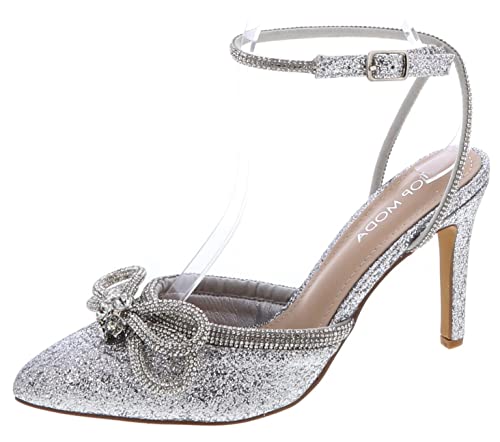 TOP Moda Rhinestone Pumps — Silver