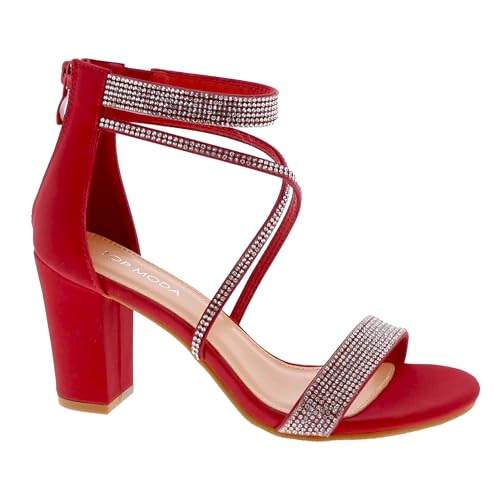TOP Moda Rosa-66 Heeled Sandals — Red Nubuck